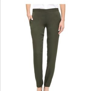 Olive Silk Tapered Trousers from Theory